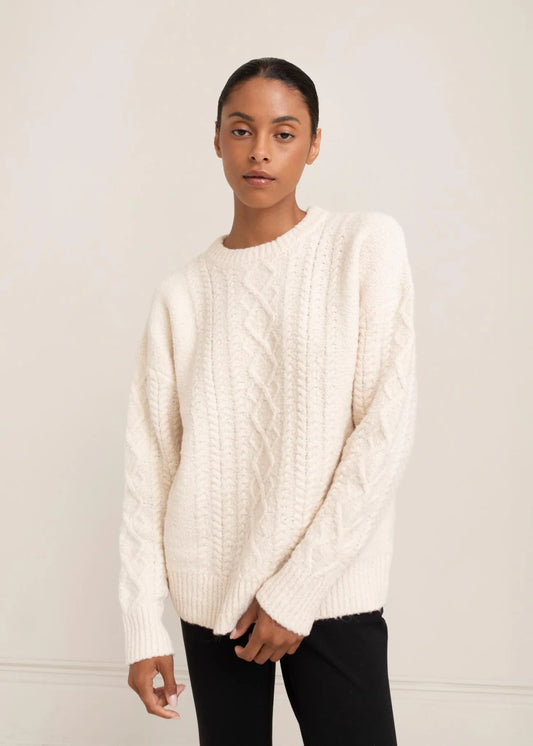 Paper Label | Rayna Cable Sweater - Cream