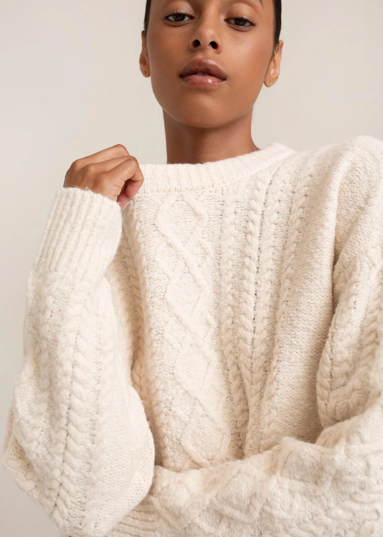 Paper Label | Rayna Cable Sweater - Cream
