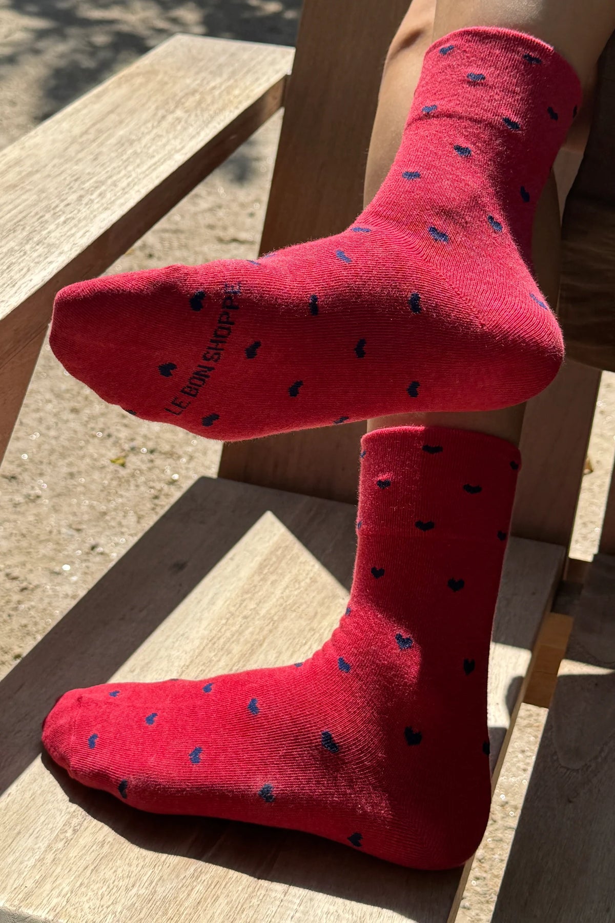 Le Bon Shoppe | Sneaker Socks: Heart - Tomato / Navy