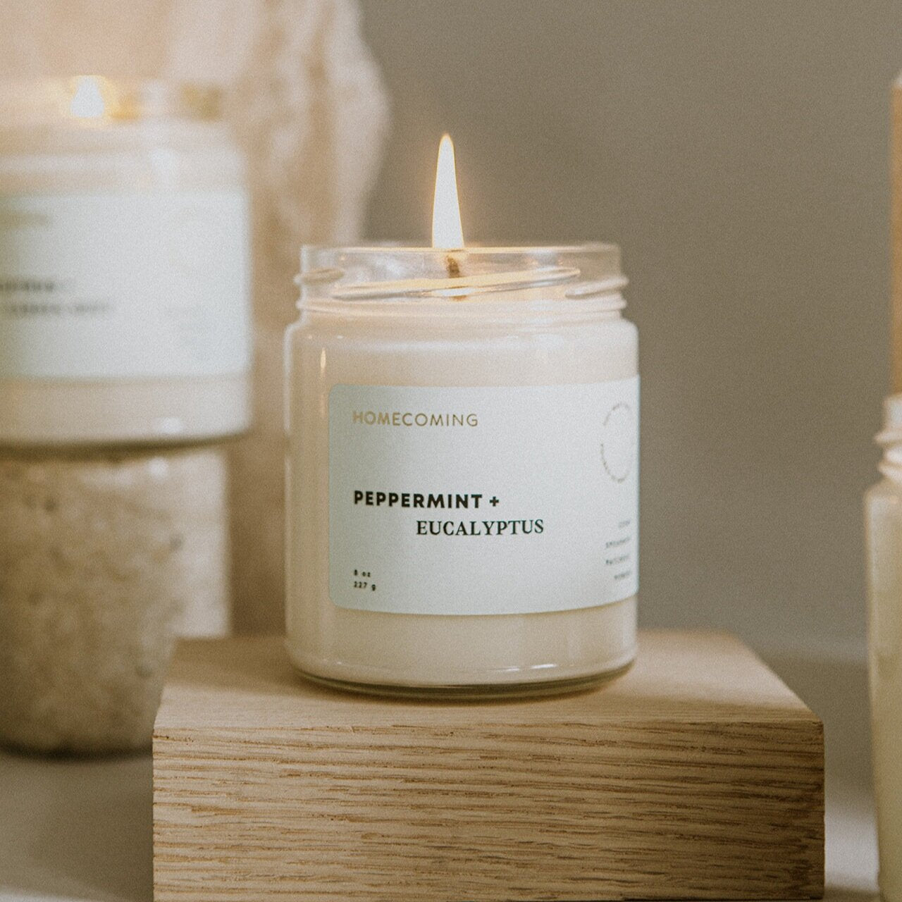 Homecoming | 8 oz Soy Wax Candle - Peppermint + Eucalyptus