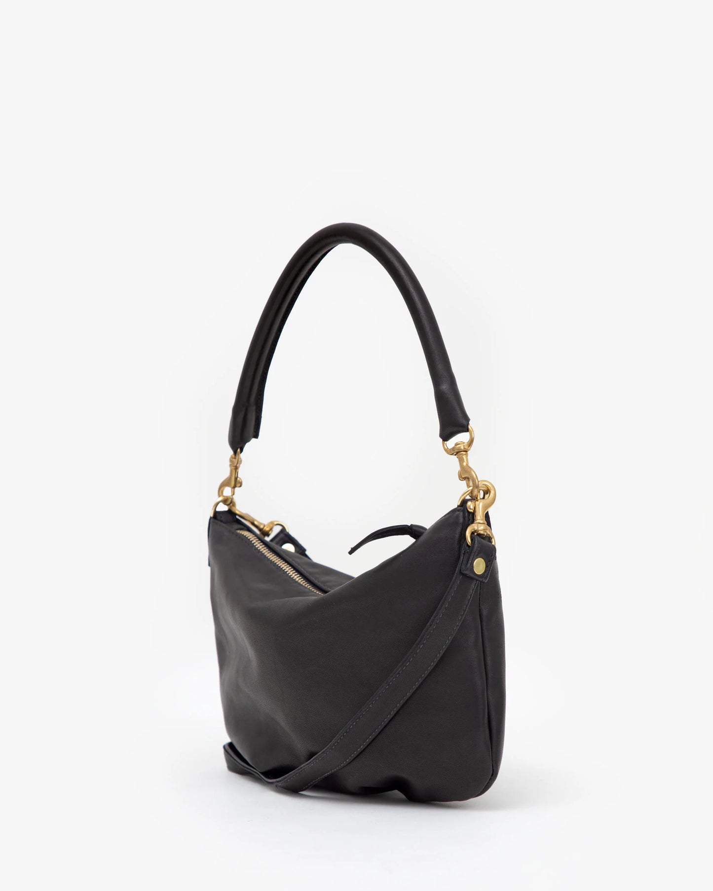 Clare V. | Petit Moyen Messenger - Black Italian Napa