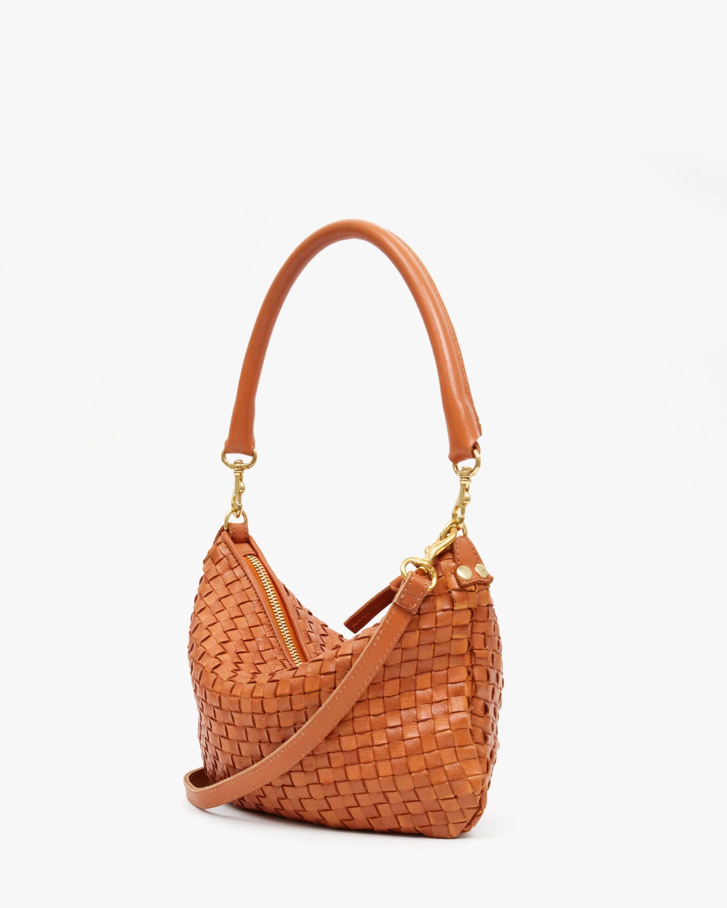 Clare V. | Petit Moyen Messenger - Natural Woven Checker