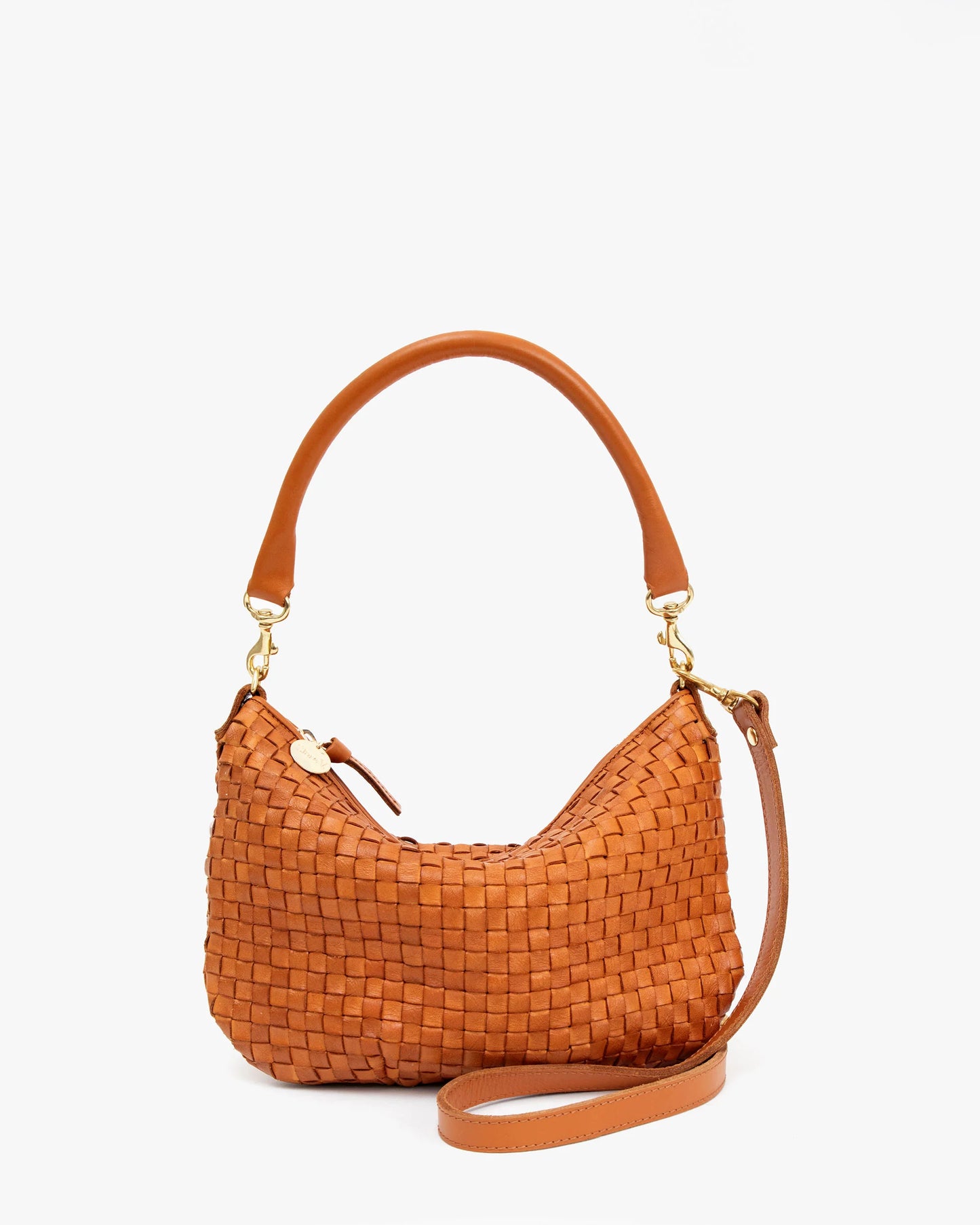 Clare V. | Petit Moyen Messenger - Natural Woven Checker