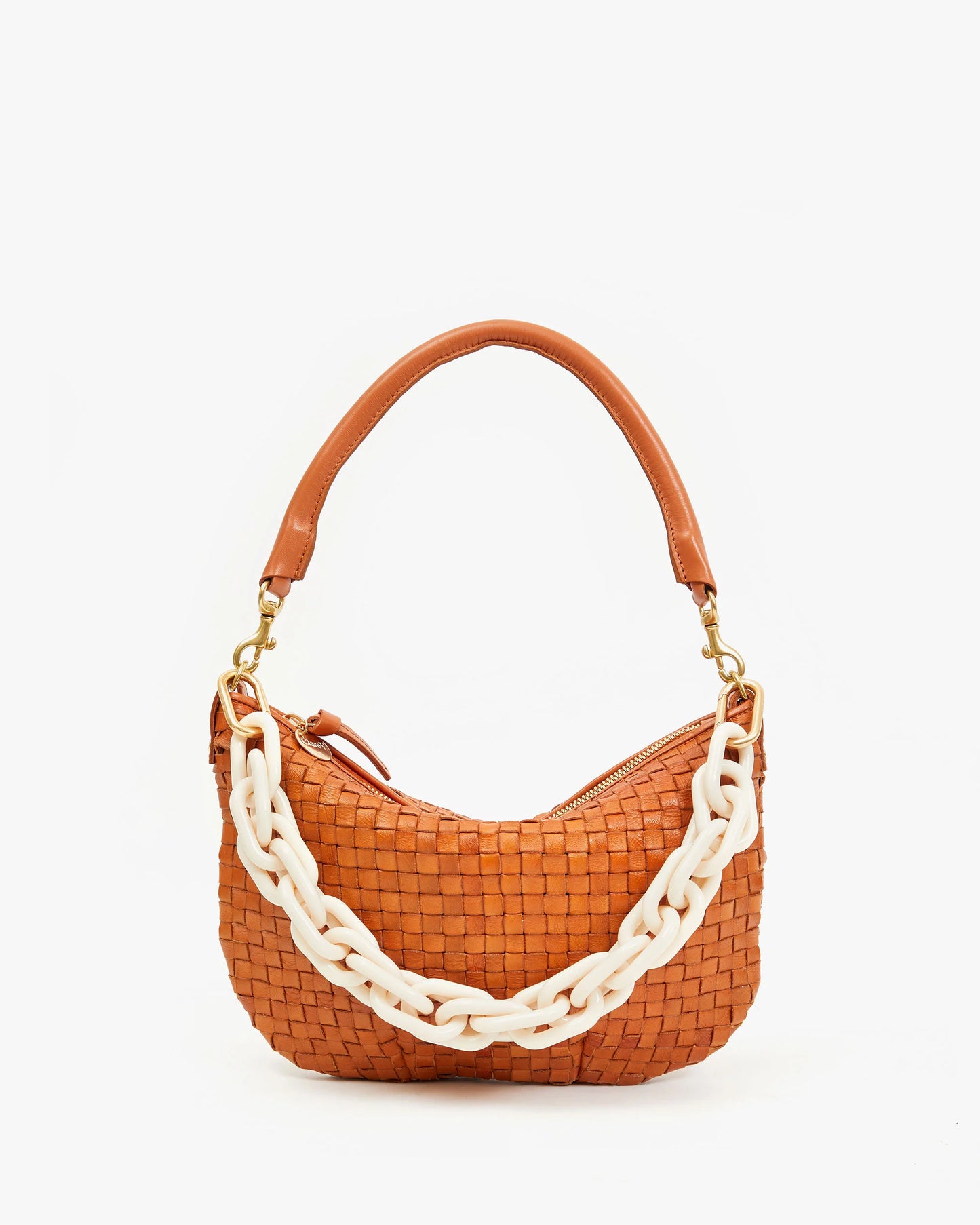 Clare V. | Petit Moyen Messenger - Natural Woven Checker