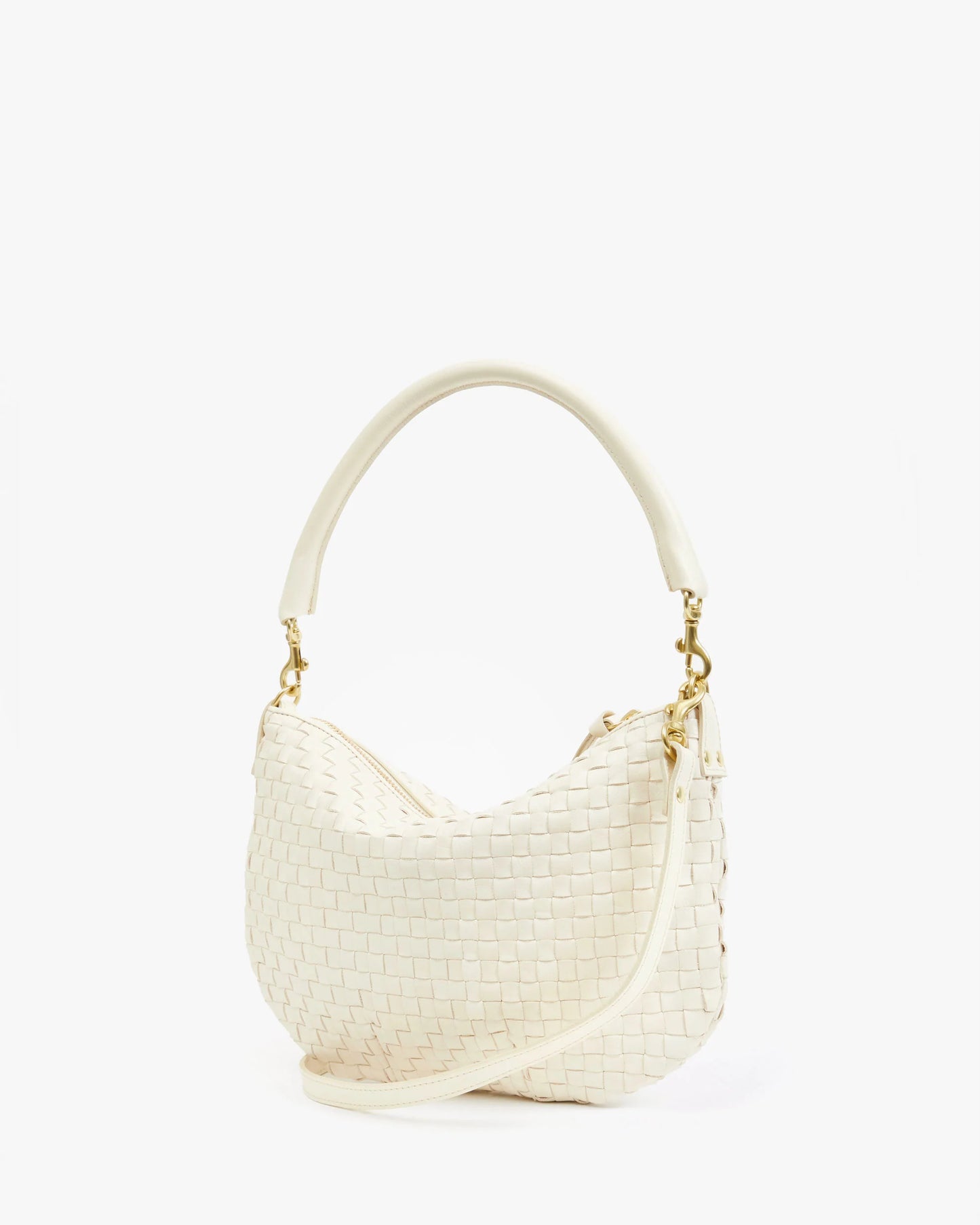 Clare V. | Petit Moyen Messenger - Cream Woven Checker