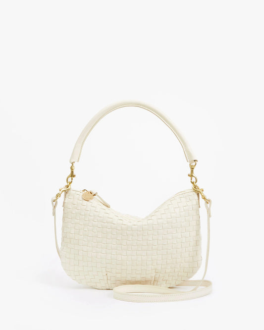 Clare V. | Petit Moyen Messenger - Cream Woven Checker