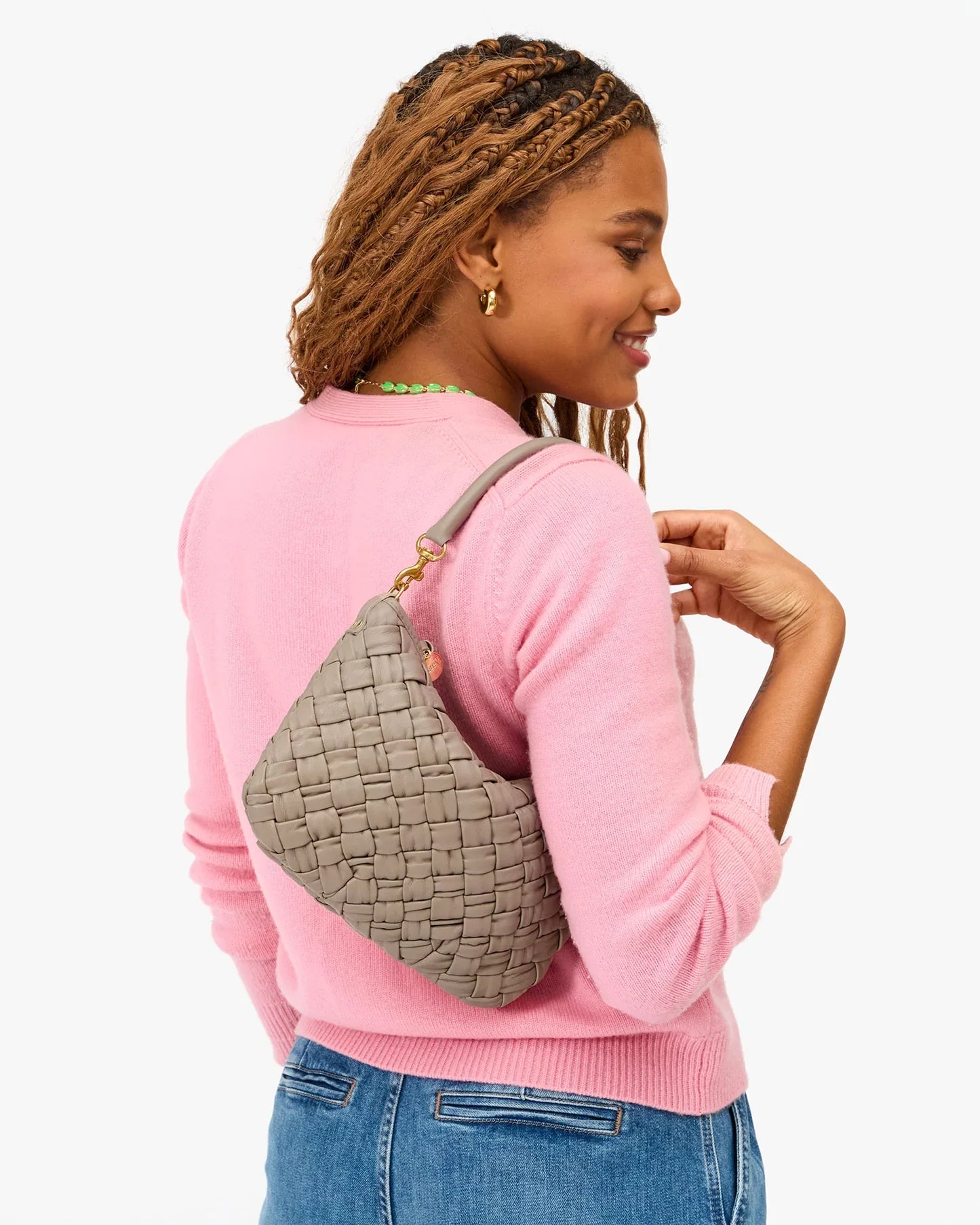 Clare V. | Petit Moyen Messenger - Puffy Woven - Dove Grey