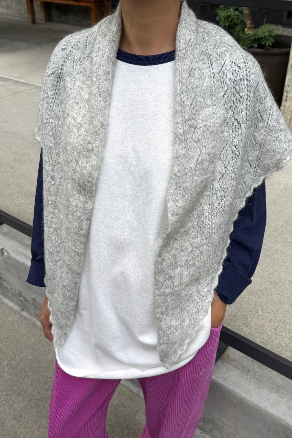 Le Bon Shoppe | Mohair Pointelle Shawl - Ht Grey