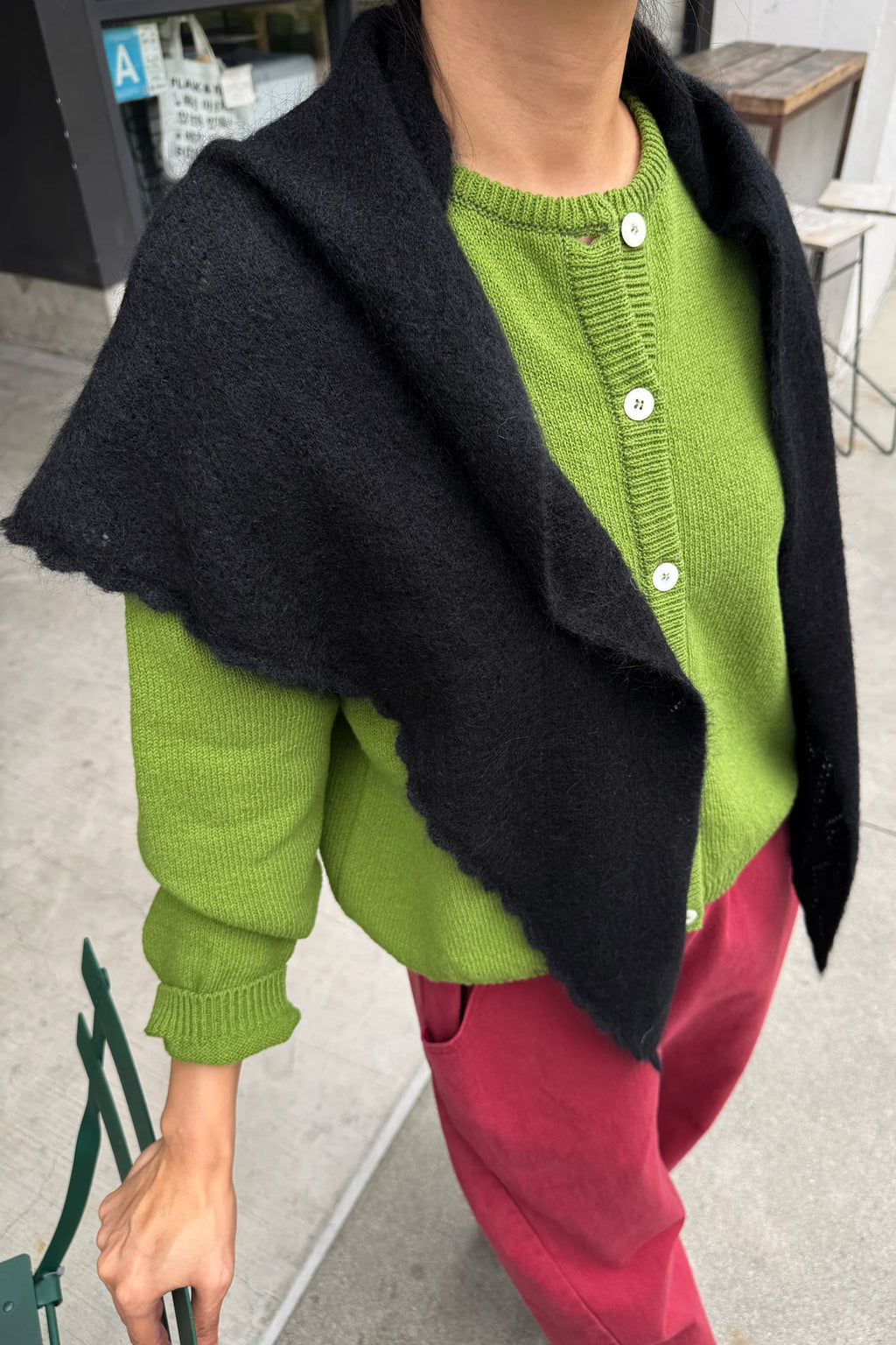 Le Bon Shoppe | Mohair Pointelle Shawl - Onyx