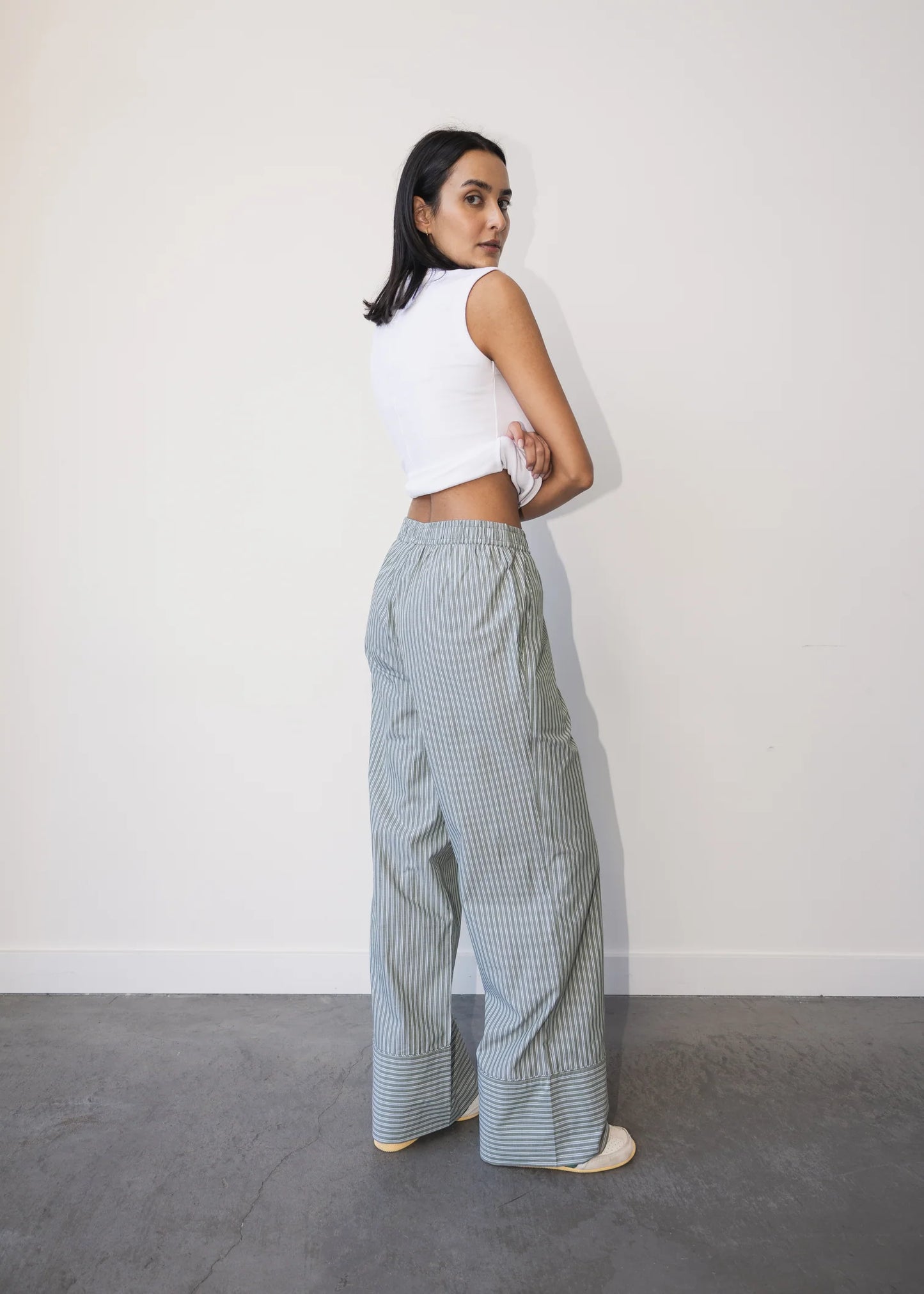 Paper Label | Nyah Pant - Indigo Blue & White Stripe