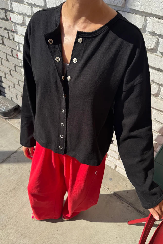 Le Bon Shoppe | Soft Jersey Snap Cardigan - Black