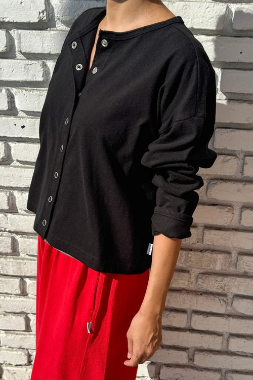 Le Bon Shoppe | Soft Jersey Snap Cardigan - Black