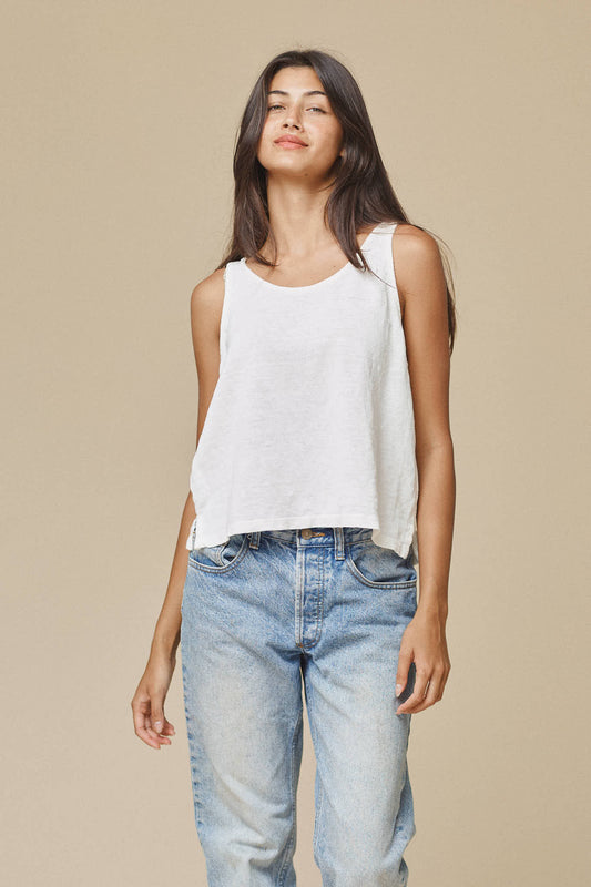 Jungmaven | Cropped Tank - Washed White