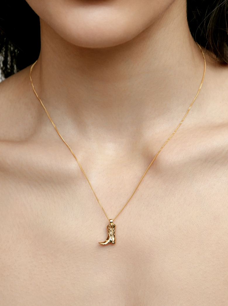 Wolf Circus | Cowboy Boot Charm Necklace - Gold