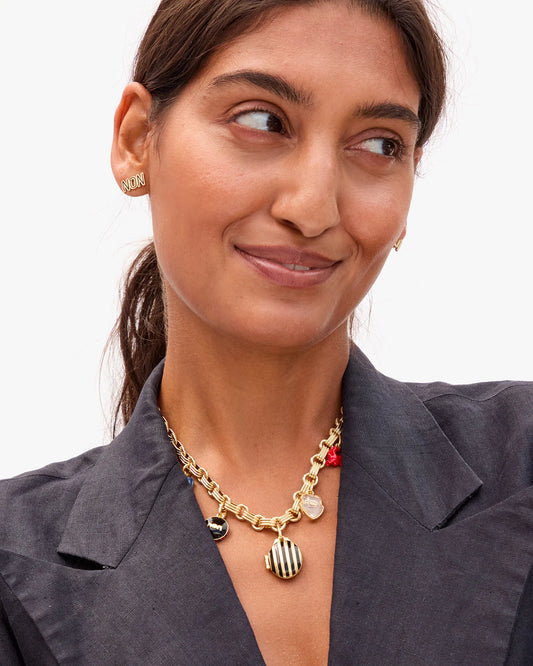 Clare V | Stripe Locket - Vintage Gold