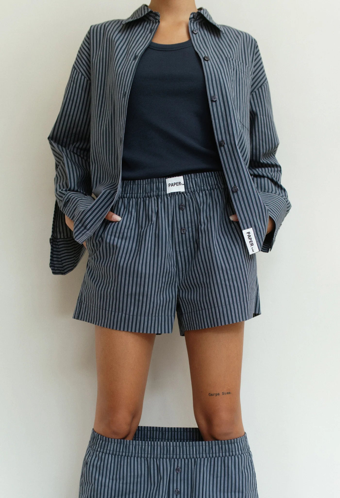 Paper Label | Sofie Shirt - Indigo Blue & White Stripe