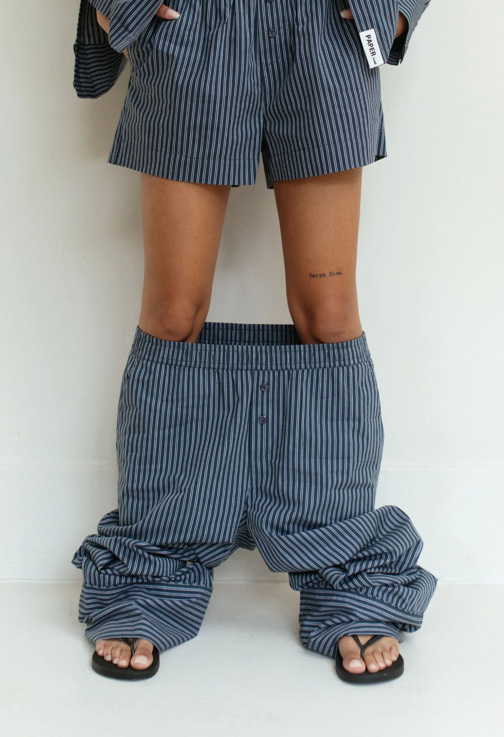 Paper Label | Nyah Pant - Indigo Blue & White Stripe