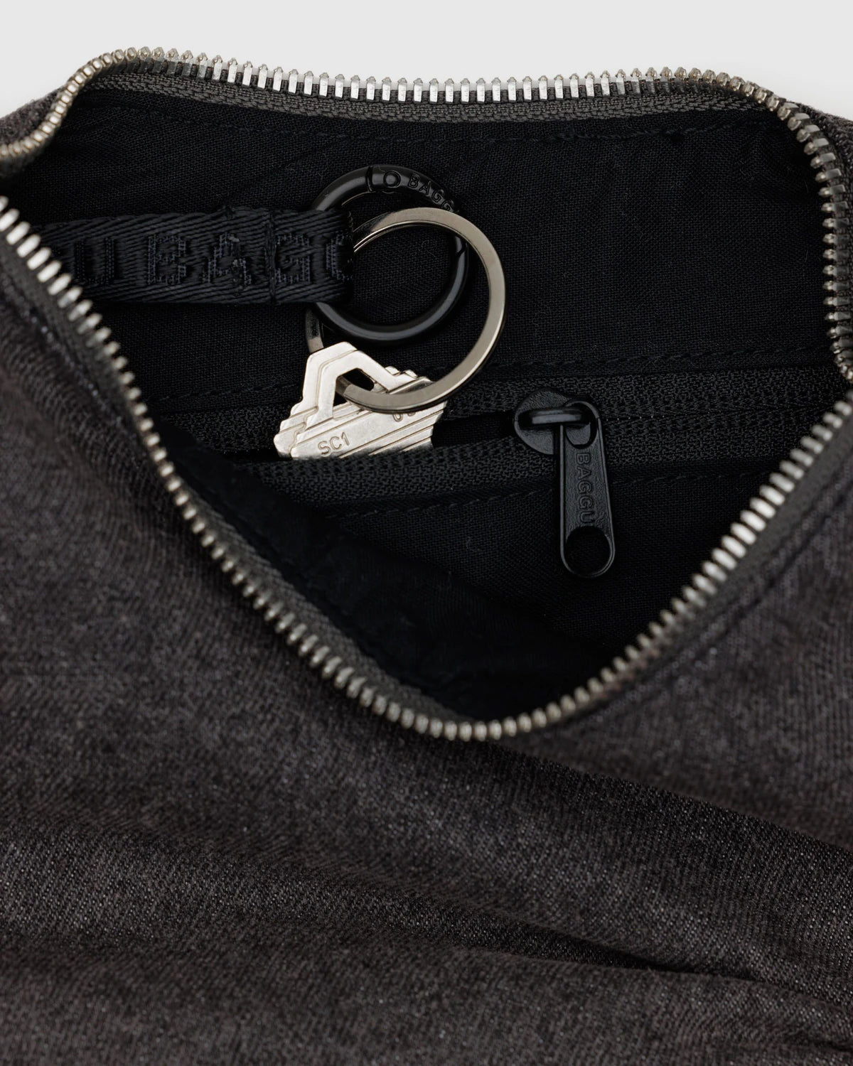 Baggu | Small Denim Crescent Bag - Washed Black Denim