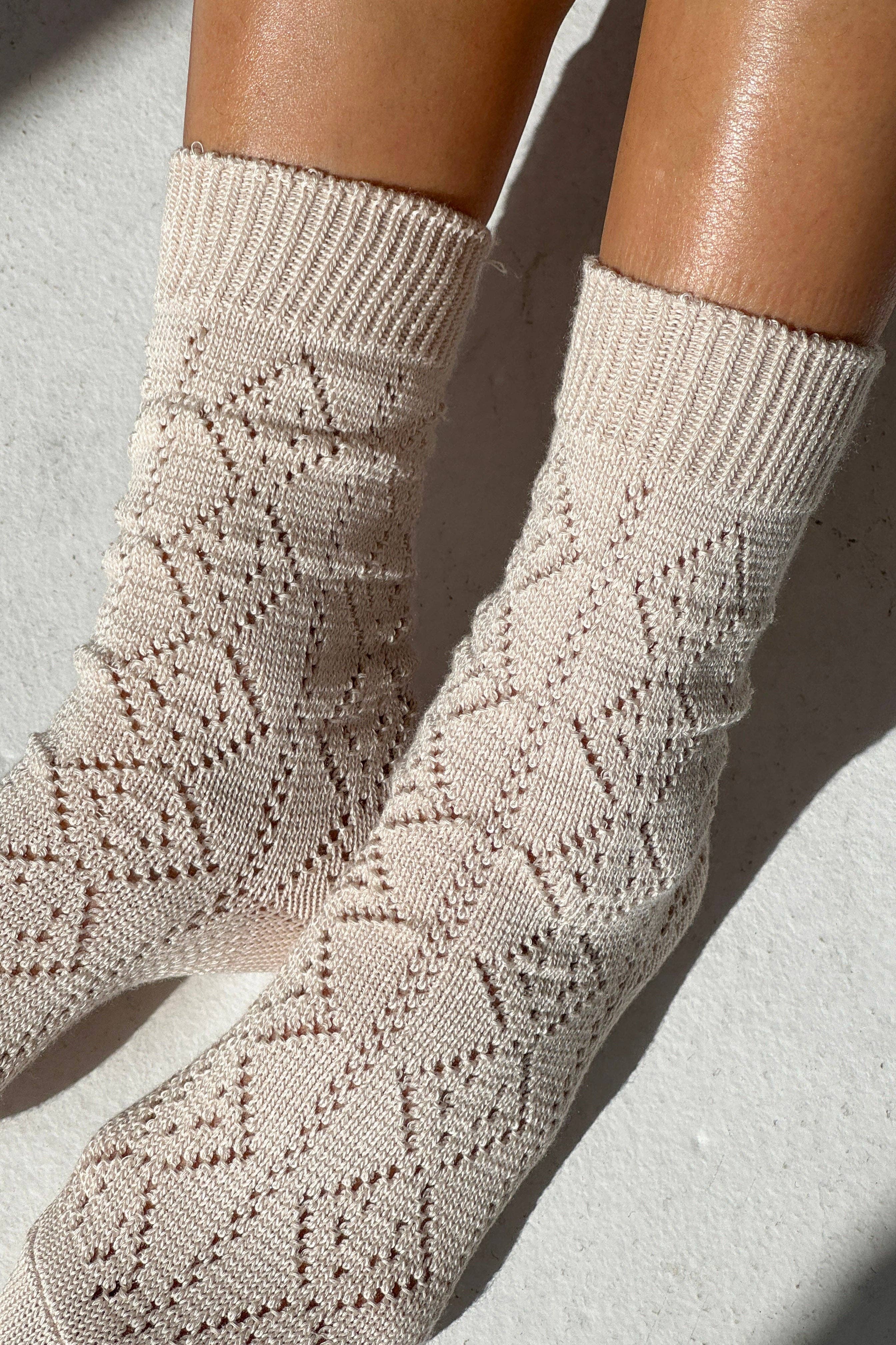 Le Bon Shoppe | Modal Eyelet Socks - Oyster
