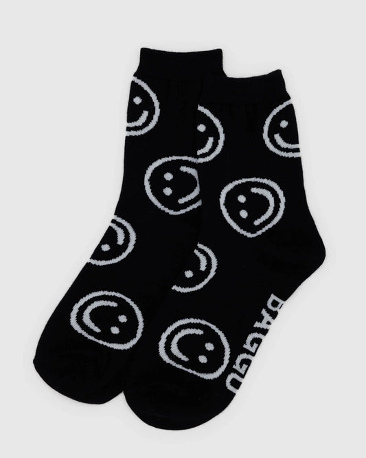 Baggu | Crew Socks -  Black Happy