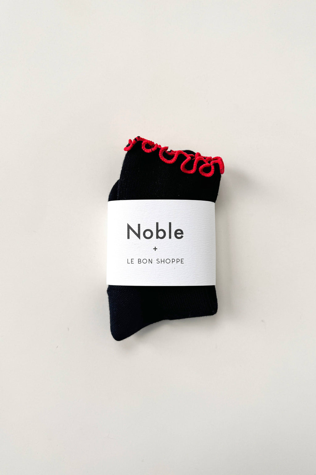 Le Bon Shoppe | The Petite Ruffled Modal Socks - Black/ Red