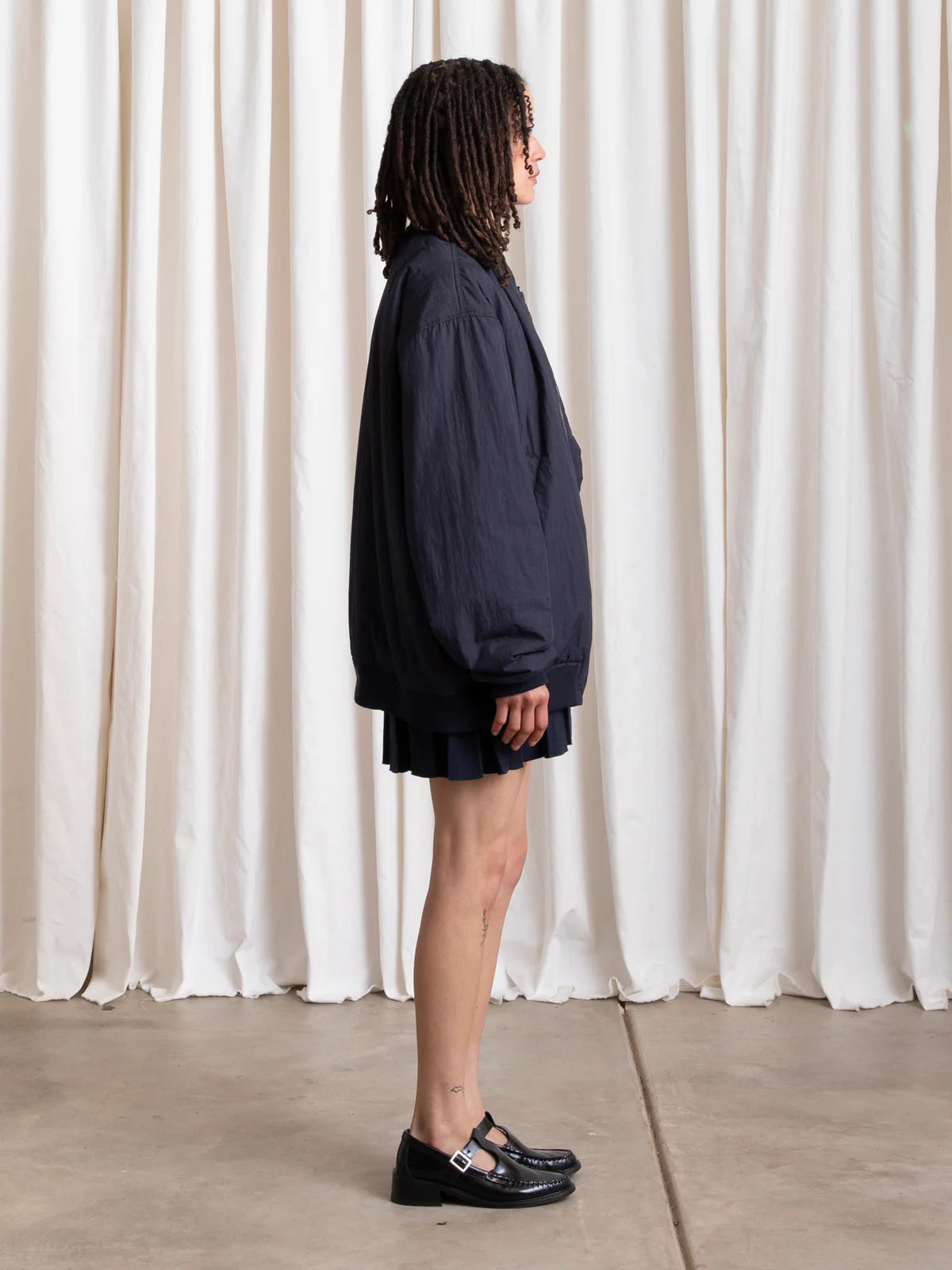 Ali Golden | Oversized Bomber Jacket - Deep Navy