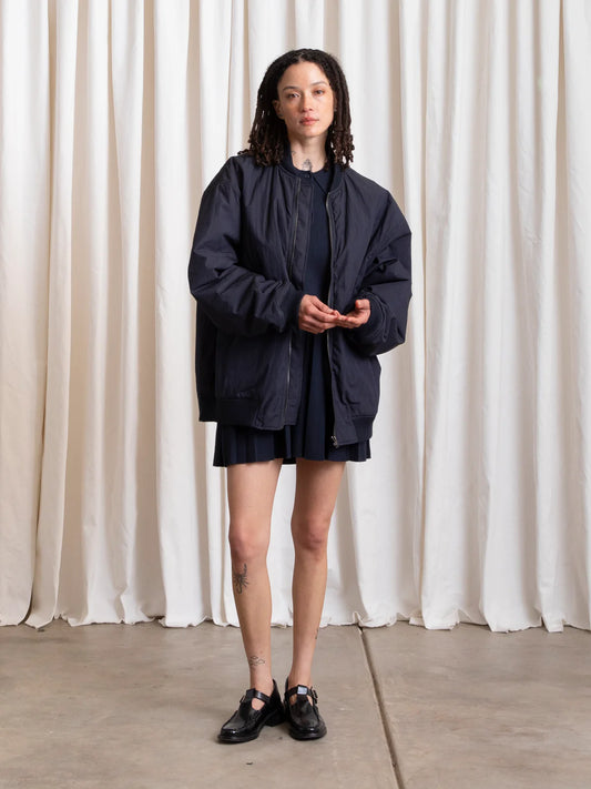 Ali Golden | Oversized Bomber Jacket - Deep Navy