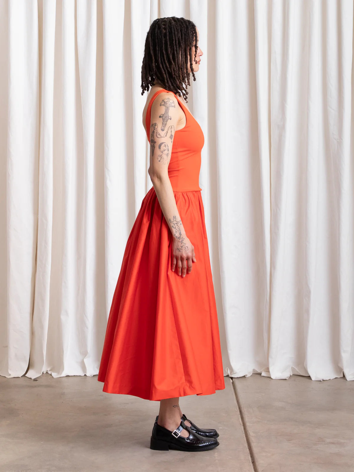 Ali Golden | Mixed Fabric Dress - Poppy
