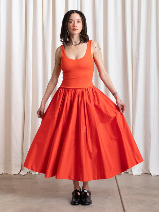 Ali Golden | Mixed Fabric Dress - Poppy