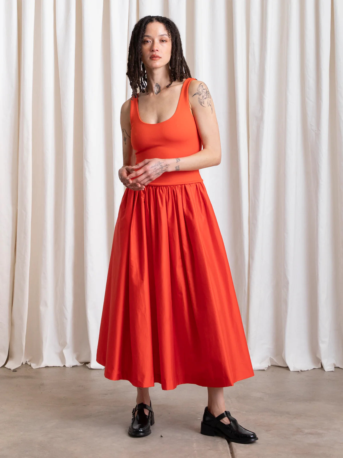 Ali Golden | Mixed Fabric Dress - Poppy