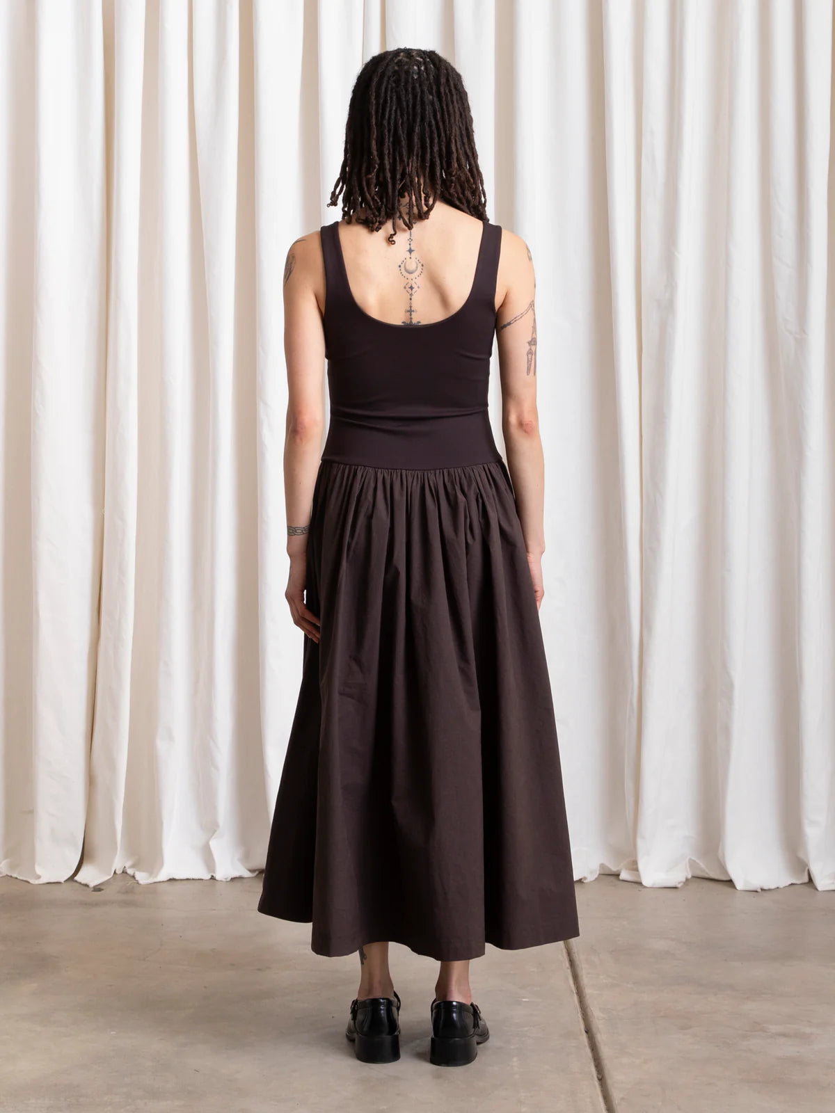 Ali Golden | Mixed Fabric Dress - Muted Eggplant