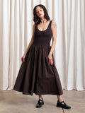 Ali Golden | Mixed Fabric Dress - Muted Eggplant
