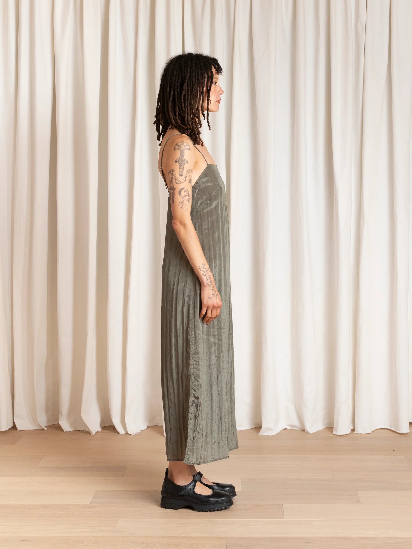 Ali Golden | Square Neck Slip Dress - Sage