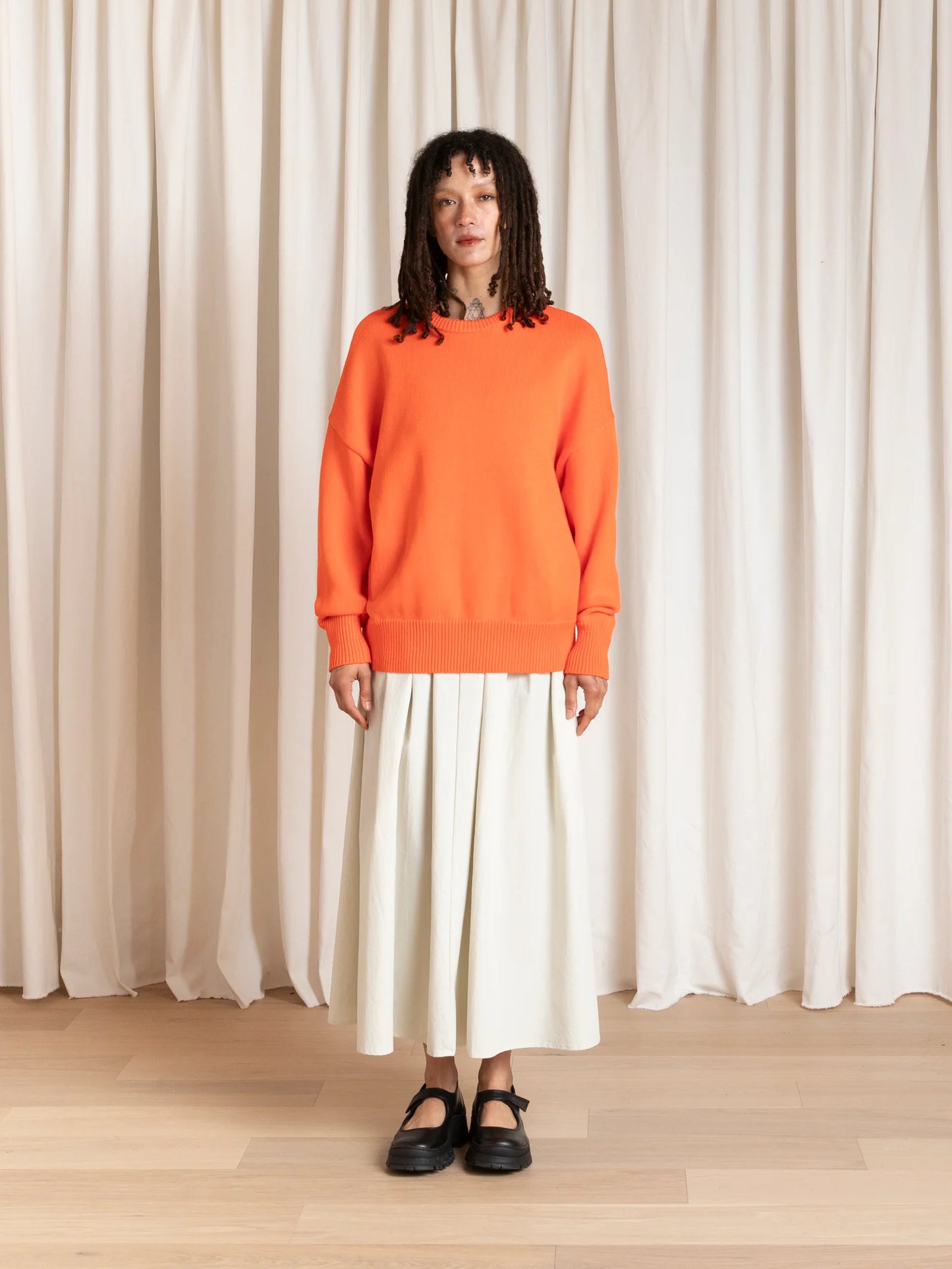 Ali Golden | Chunky Cotton Pullover - Neon Orange