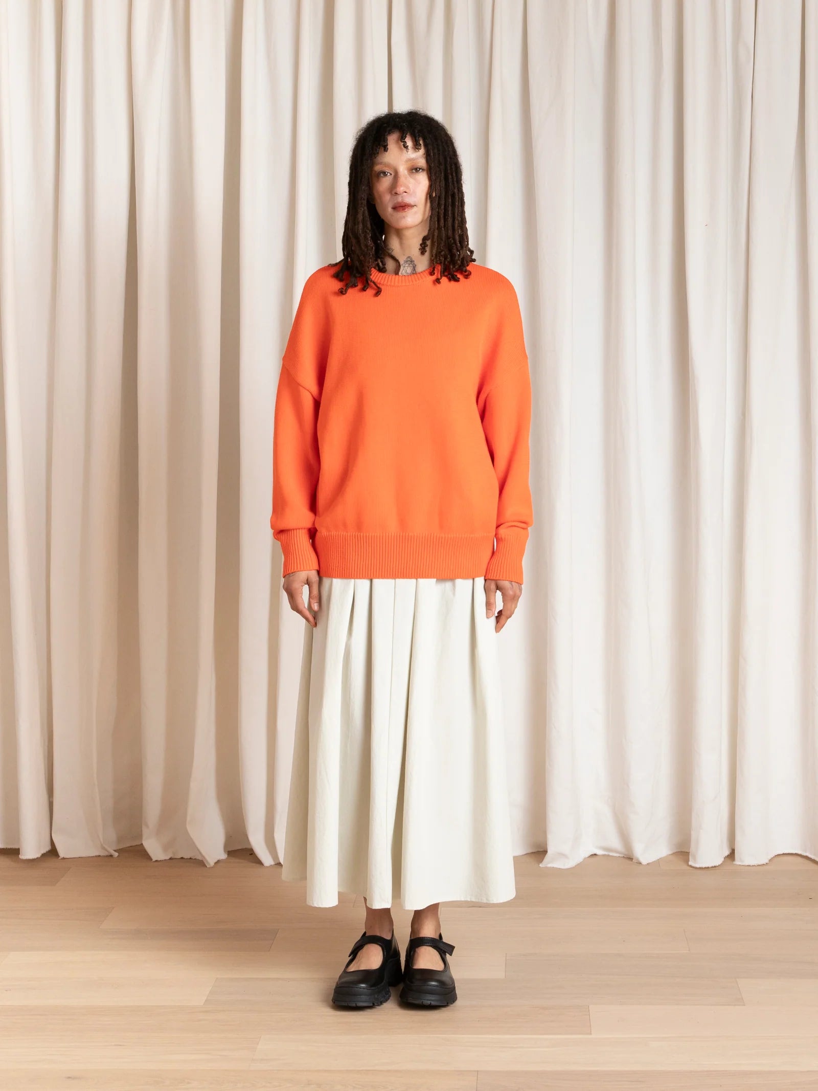 Ali Golden | Chunky Cotton Pullover - Neon Orange