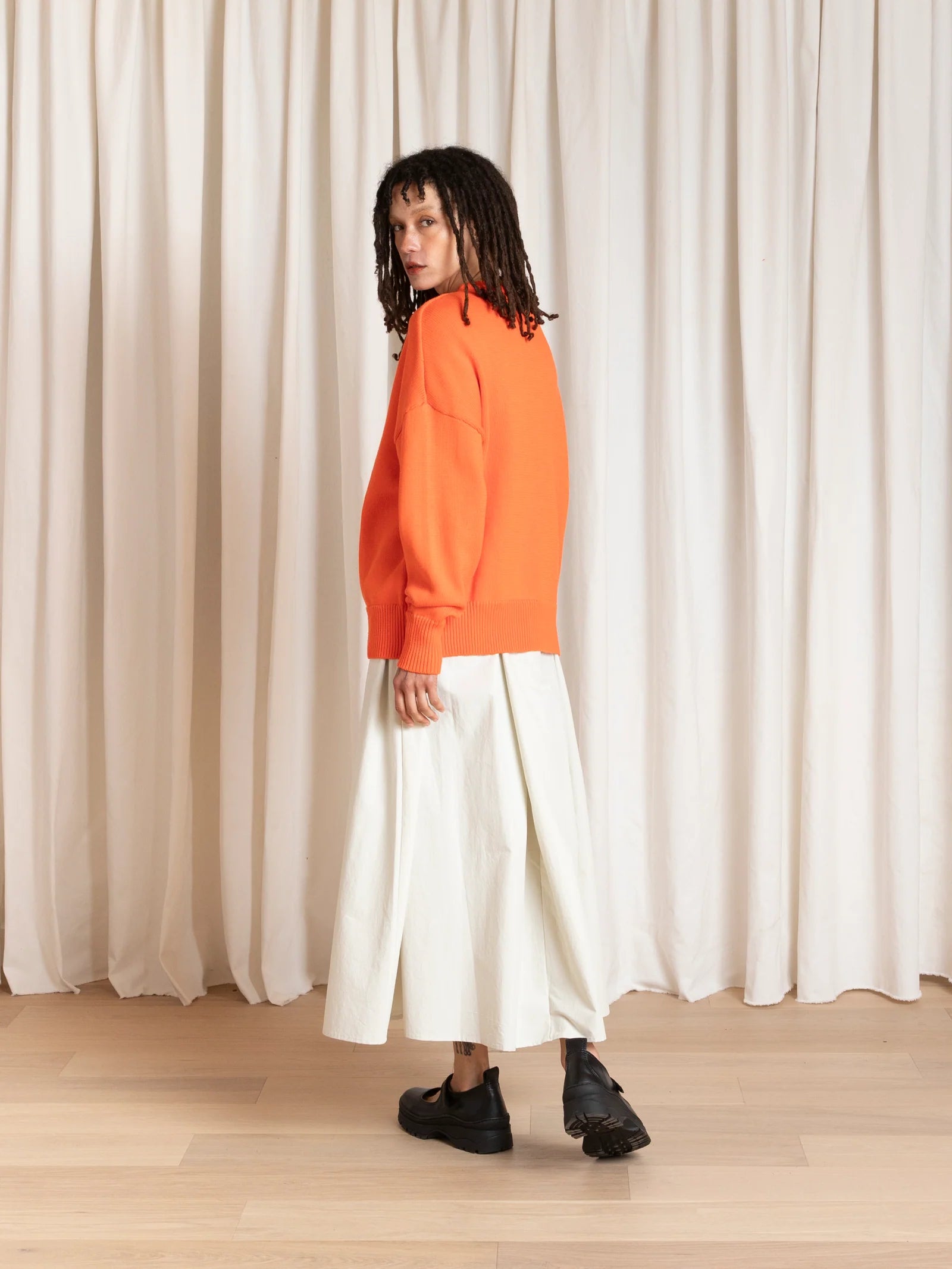 Ali Golden | Chunky Cotton Pullover - Neon Orange