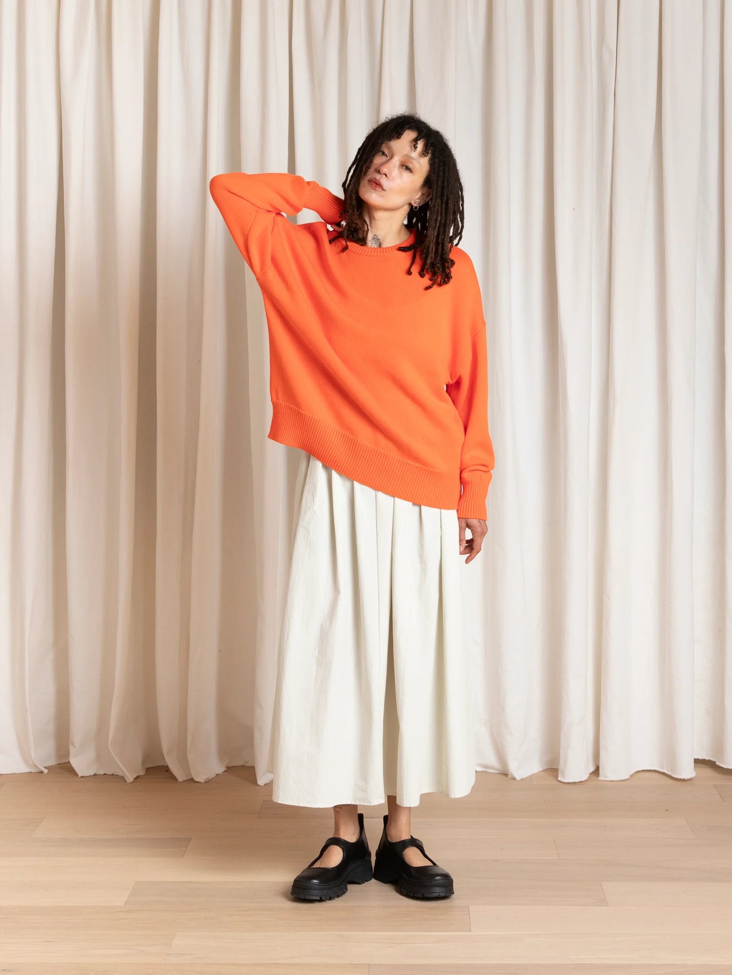 Ali Golden | Chunky Cotton Pullover - Neon Orange