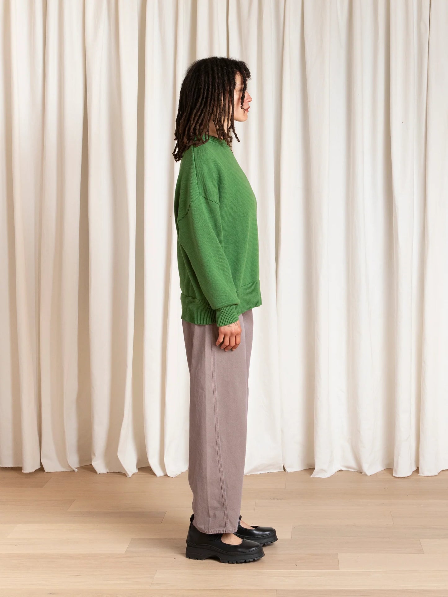 Ali Golden | Chunky Cotton Pullover - Grass Green