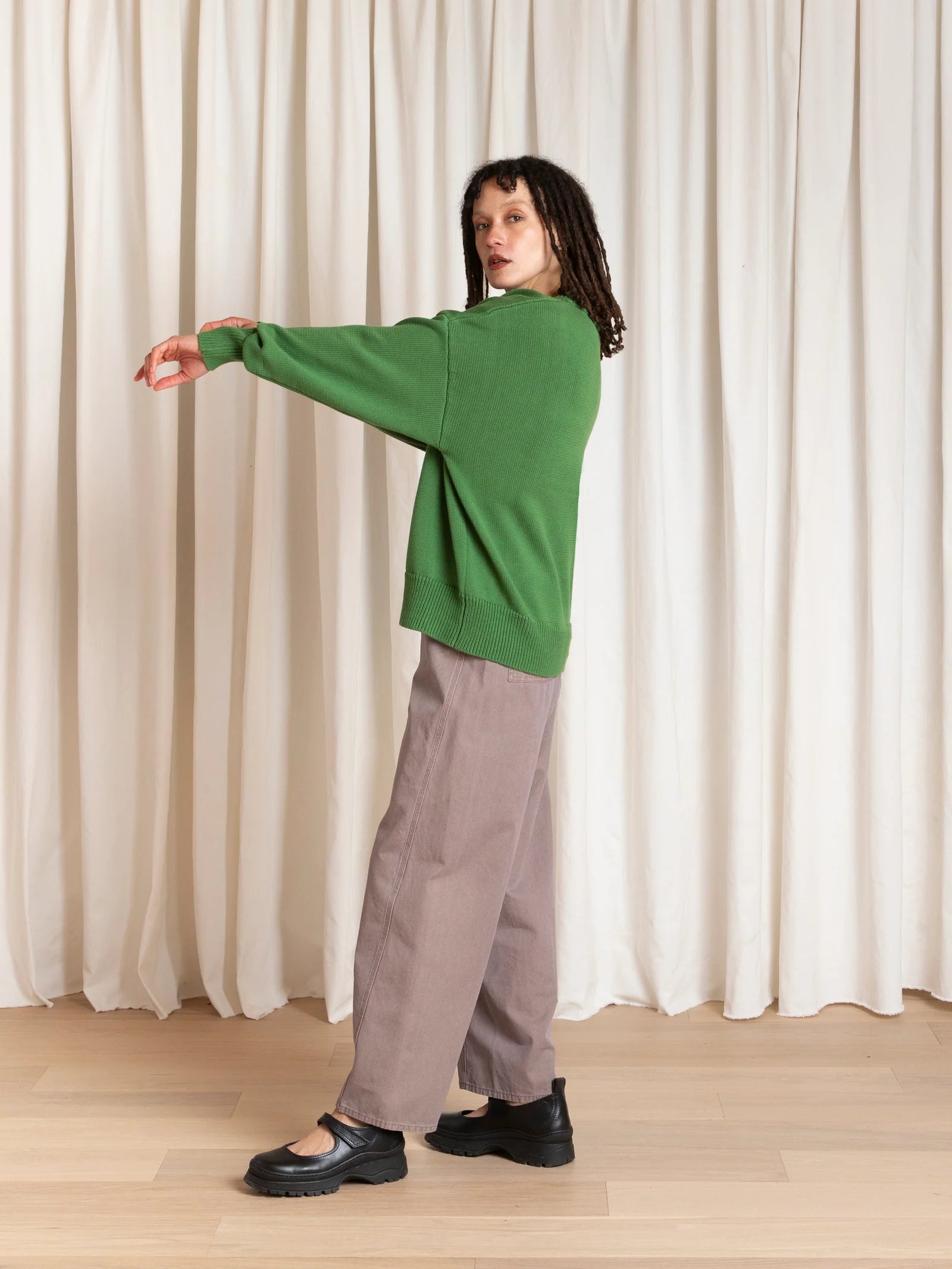 Ali Golden | Chunky Cotton Pullover - Grass Green
