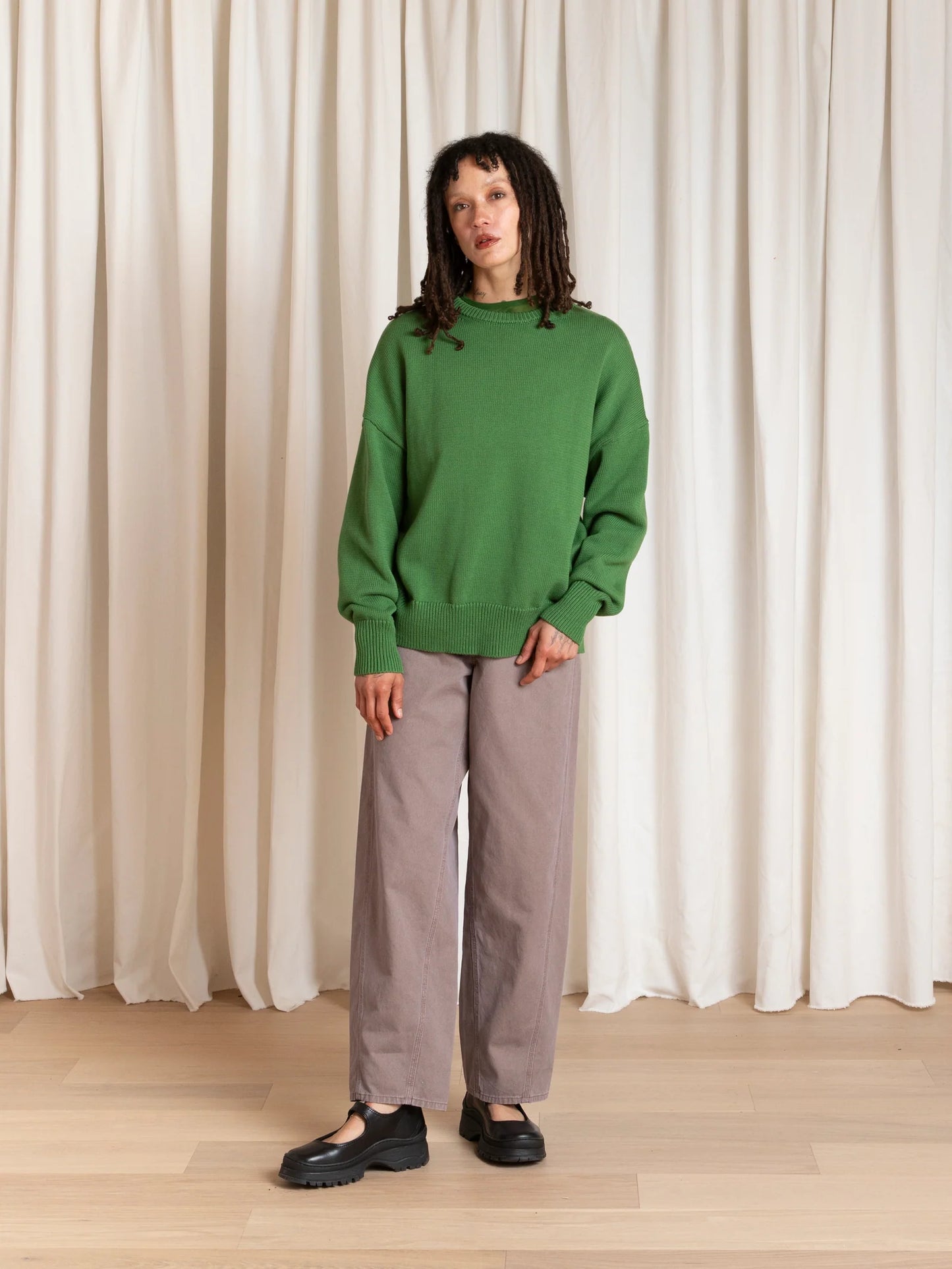 Ali Golden | Chunky Cotton Pullover - Grass Green