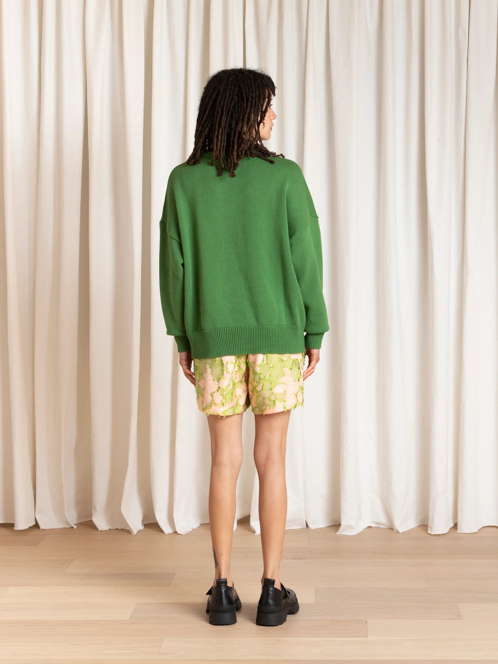 Ali Golden | Chunky Cotton Pullover - Grass Green