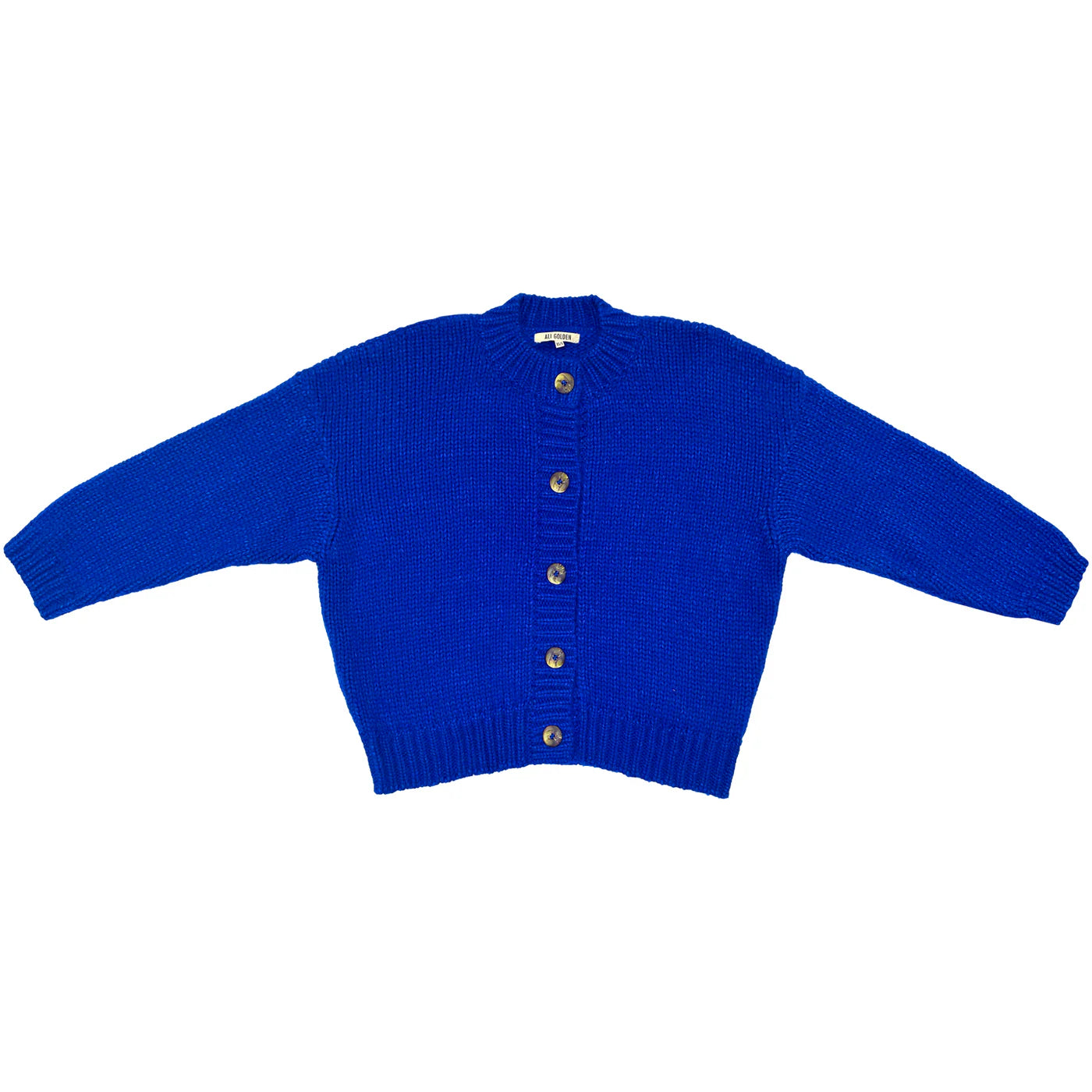 Ali Golden | Merino Crew Neck Cardigan - Cobalt