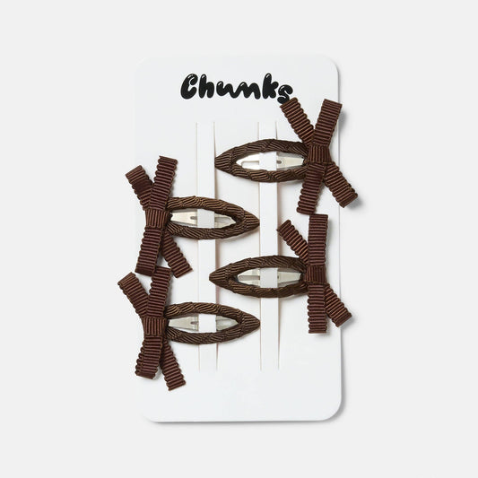 CHUNKS | Bow Snap Clips - Chocolate