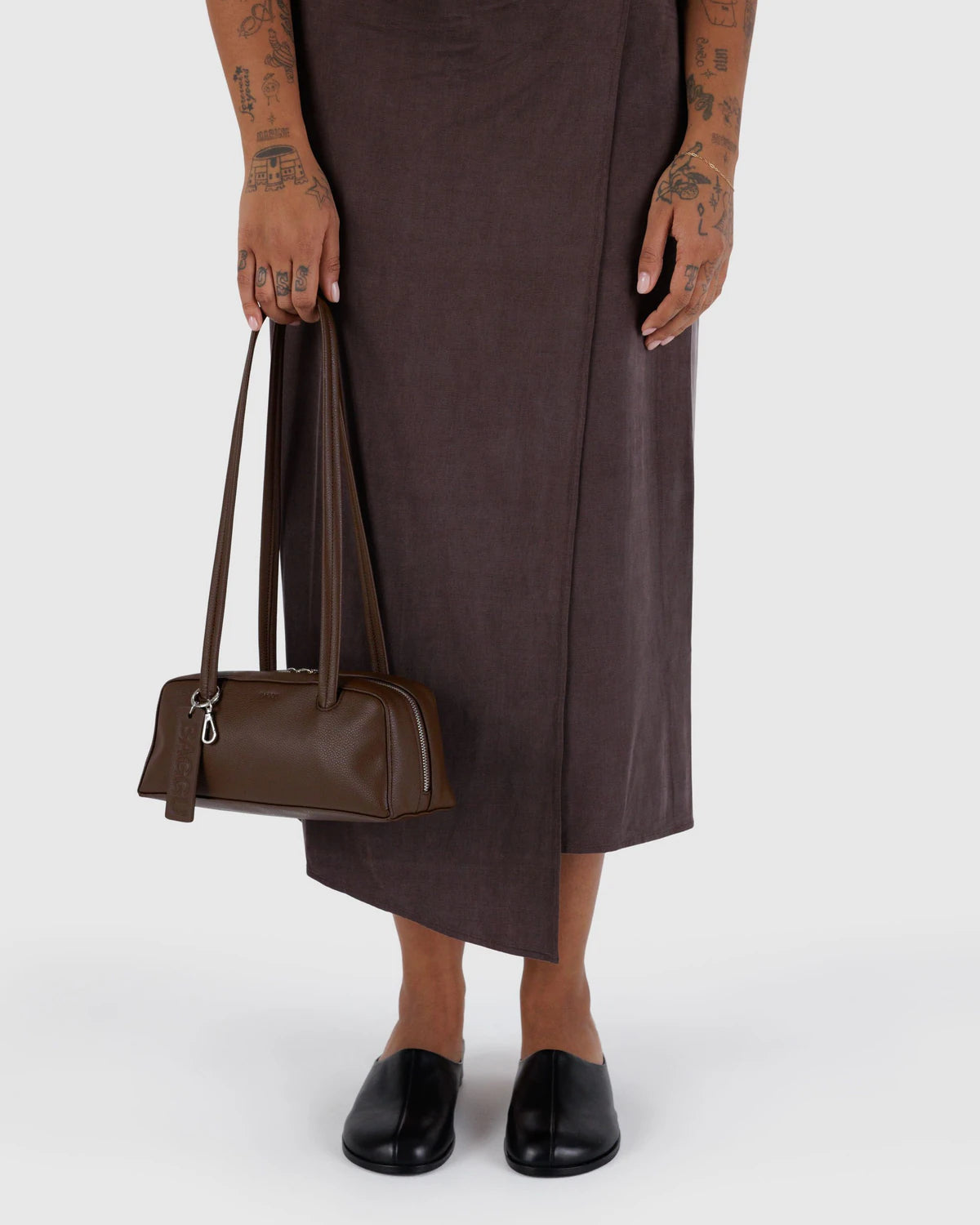 Baggu | Small Recycled Leather Bowler Bag - Brown