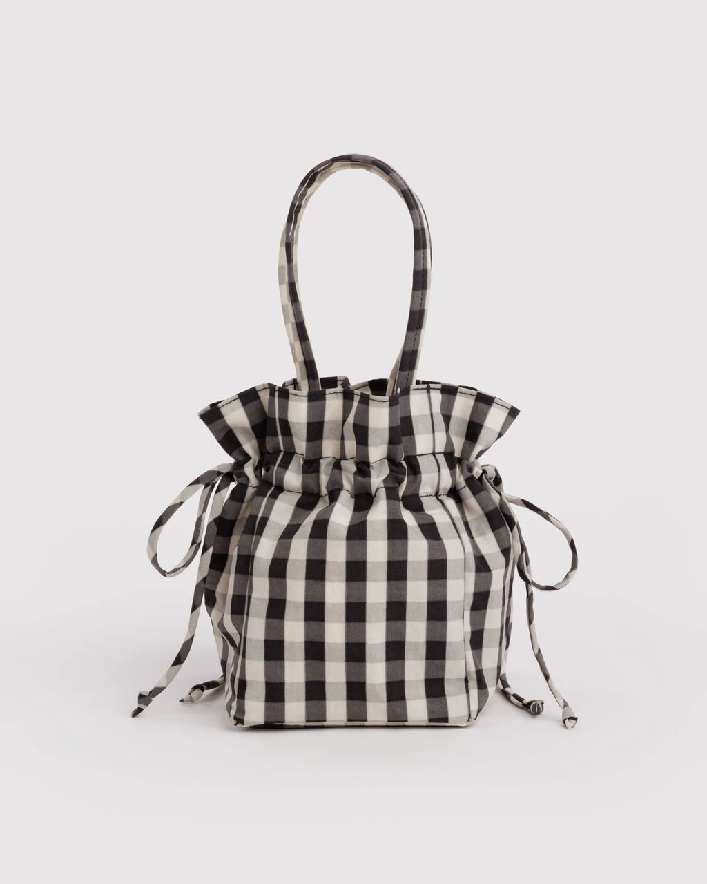 Baggu | Nylon Drawstring Bag -  Black and Cream Gingham