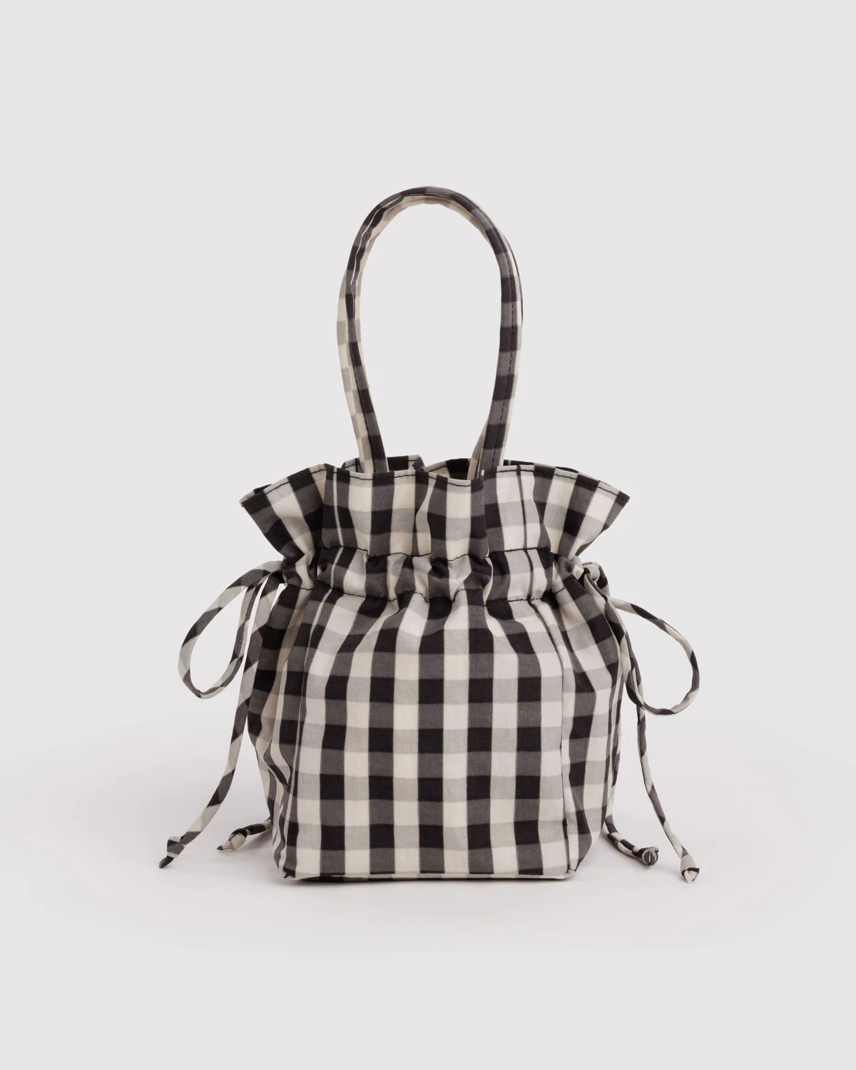 Baggu | Nylon Drawstring Bag -  Black and Cream Gingham