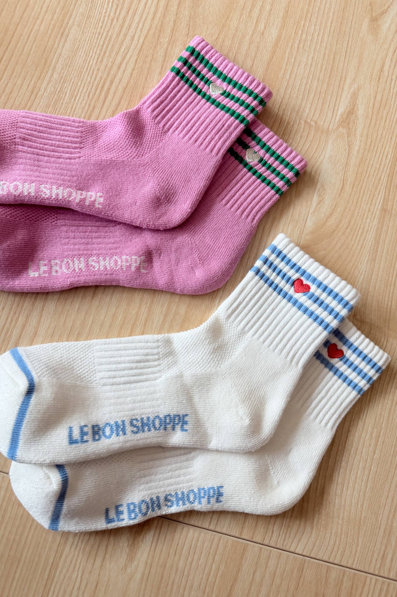 Le Bon Shoppe | Embroidered Girlfriend Socks - Rose Pink + Heart