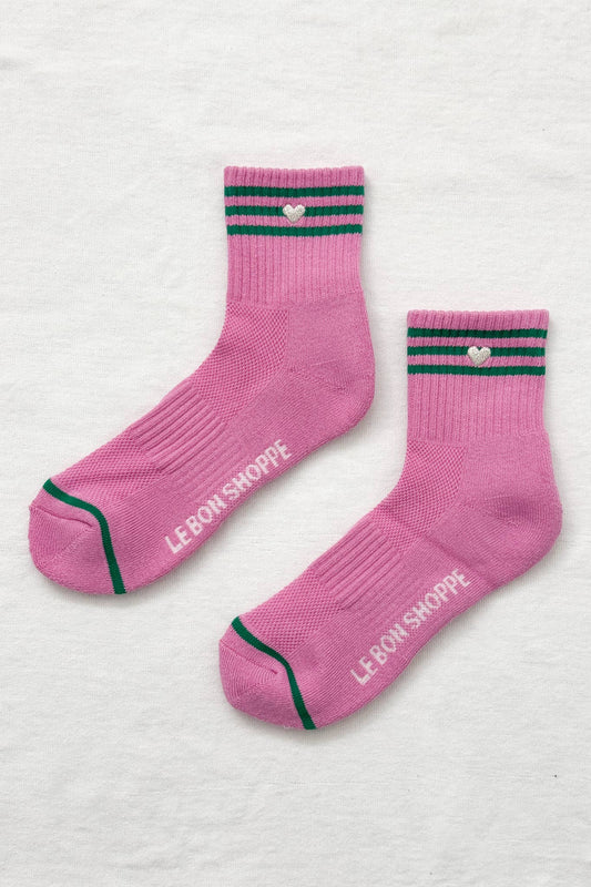 Le Bon Shoppe | Embroidered Girlfriend Socks - Rose Pink + Heart