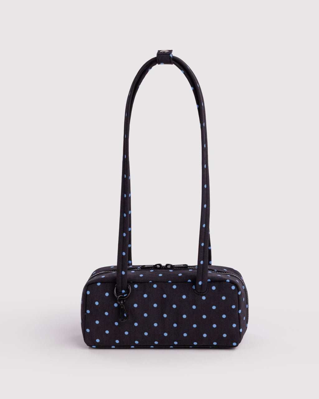 Baggu | Small Nylon Bowler Bag - Black and Sky Blue Micro Dot
