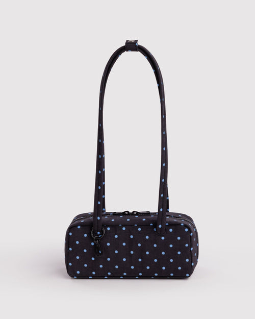 Baggu | Small Nylon Bowler Bag - Black and Sky Blue Micro Dot